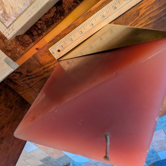 Black Cherry Candle With Gold Holder. Triangle Shape. Weight 2.13 Lb. - Picture 4 of 6